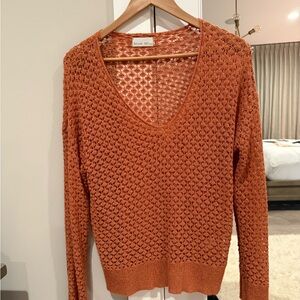 Bêcool Rust V-Neck Women's Knit Sweater Size Medium/Large